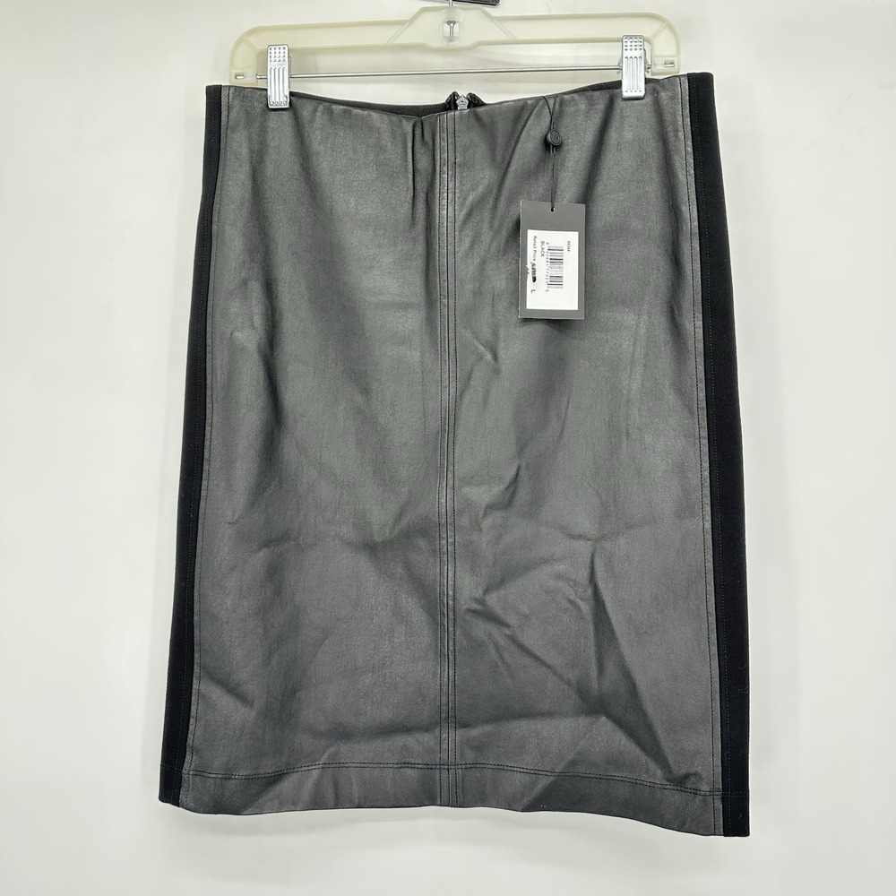 NWT Neiman Marcus Leather Genuine Leather Pencil Skirt Black Gothic Chic Office